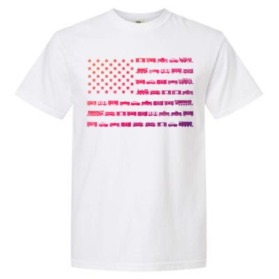 American Flag Railroad Train Conductor Gift Garment-Dyed Heavyweight T-Shirt