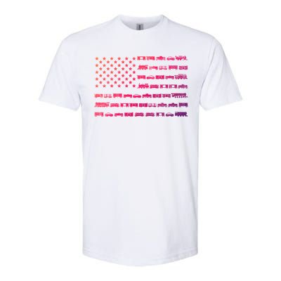 American Flag Railroad Train Conductor Gift Softstyle CVC T-Shirt