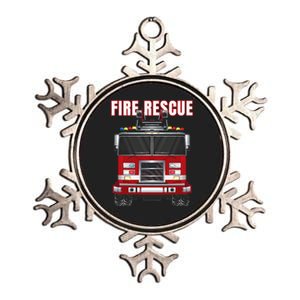 American Fire Rescue Firefighter Department Truck Fireman Metallic Star Ornament