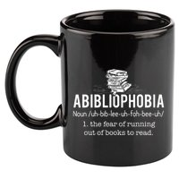 Abibliophobia Funny Reading Bookworm Reader Gift 11oz C Handle Ceramic Mug