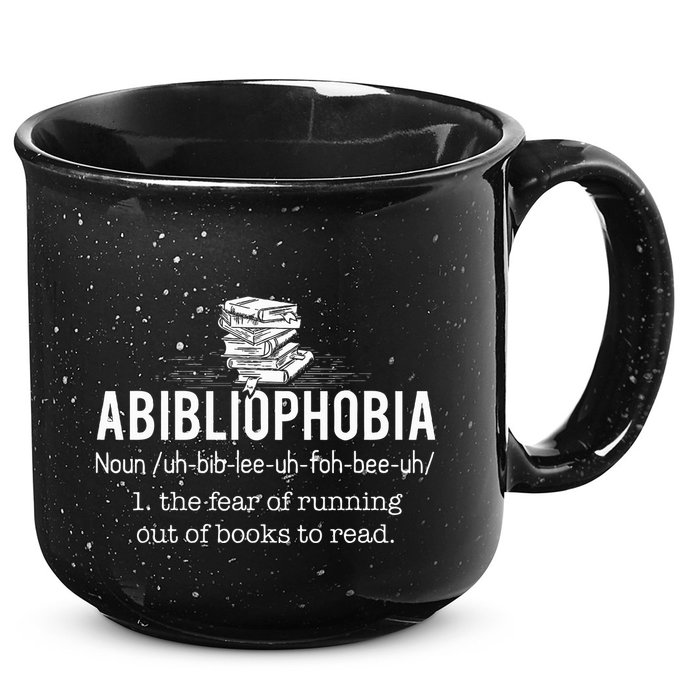 Abibliophobia Funny Reading Bookworm Reader Gift 15oz Campfire Ceramic Mug