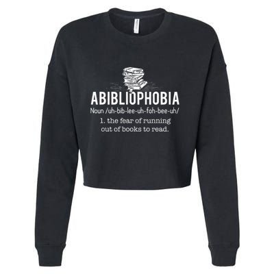 Abibliophobia Funny Reading Bookworm Reader Gift Cropped Pullover Crew