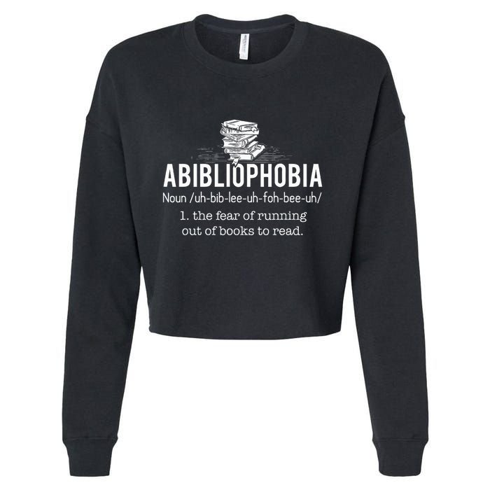Abibliophobia Funny Reading Bookworm Reader Gift Cropped Pullover Crew