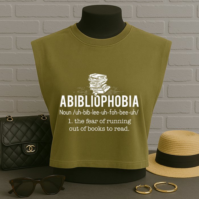 Abibliophobia Funny Reading Bookworm Reader Gift Garment-Dyed Women's Muscle Tee