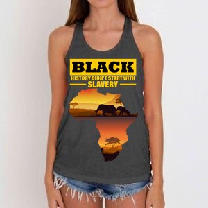 Africa Pride Black History Didn't Start With Slavery Women's Knotted Racerback Tank