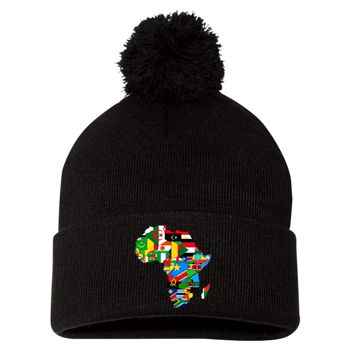 Africa Proud African Country Flags   Pom Pom 12in Knit Beanie