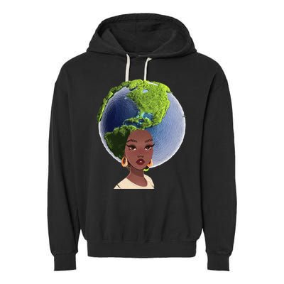 African American Afro World Earth Garment-Dyed Fleece Hoodie