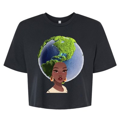 African American Afro World Earth Bella+Canvas Jersey Crop Tee