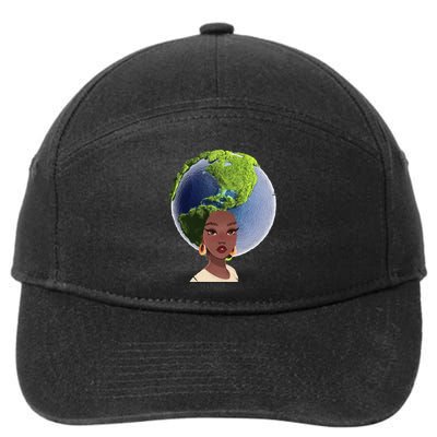 African American Afro World Earth 7-Panel Snapback Hat