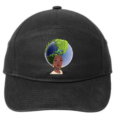 African American Afro World Earth 7-Panel Snapback Hat