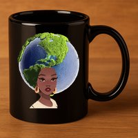 African American Afro World Earth 11oz C Handle Ceramic Mug