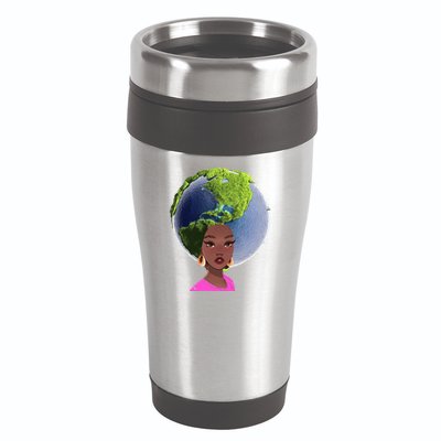 African American Afro World Earth 16oz Travel Tumbler