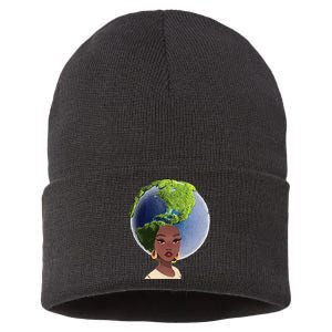 African American Afro World Earth Sustainable Knit Beanie