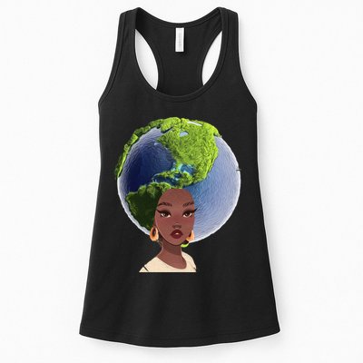 African American Afro World Earth Womens Tank Top
