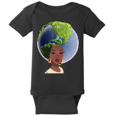 African American Afro World Earth Baby Bodysuit