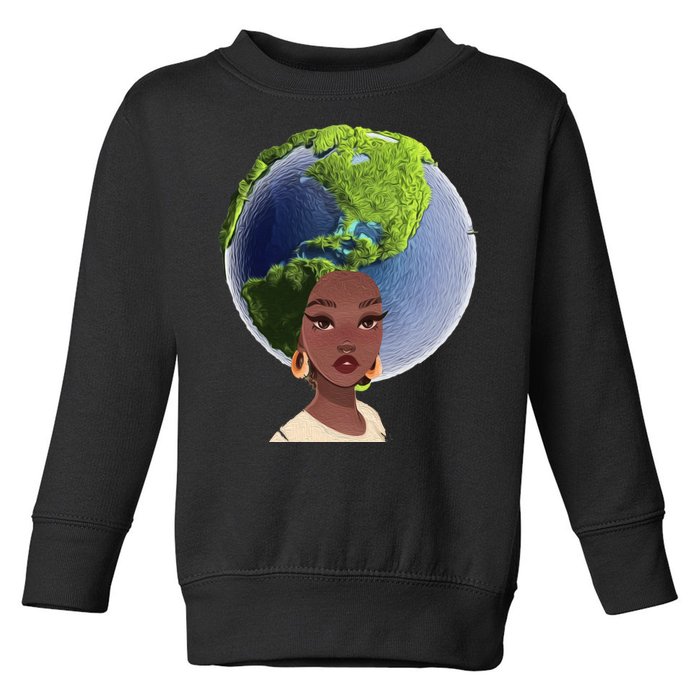 African American Afro World Earth Toddler Sweatshirt