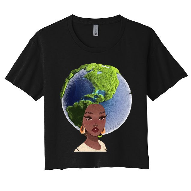 African American Afro World Earth Crop Top