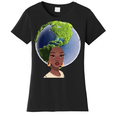 African American Afro World Earth Women's T-Shirt