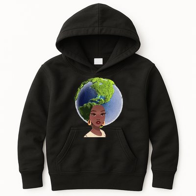 African American Afro World Earth Kids Hoodie
