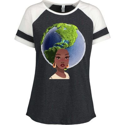 African American Afro World Earth Enza Ladies Jersey Colorblock Tee