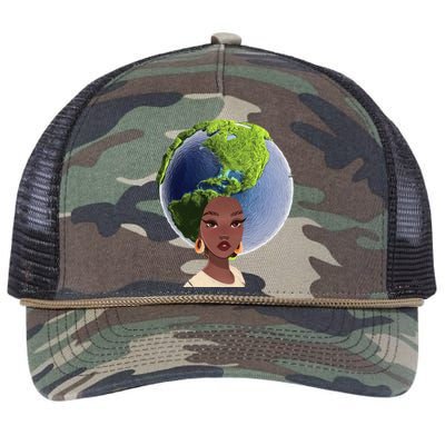 African American Afro World Earth Retro Rope Trucker Hat Cap