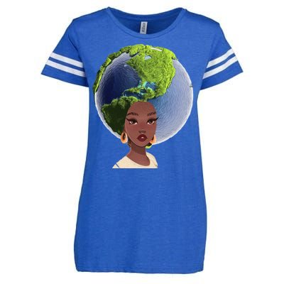 African American Afro World Earth Enza Ladies Jersey Football T-Shirt