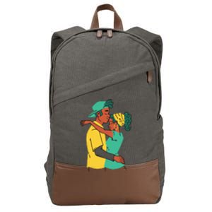 African American Couple Cotton Canvas Backpack