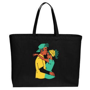 African American Couple Cotton Canvas Jumbo Tote