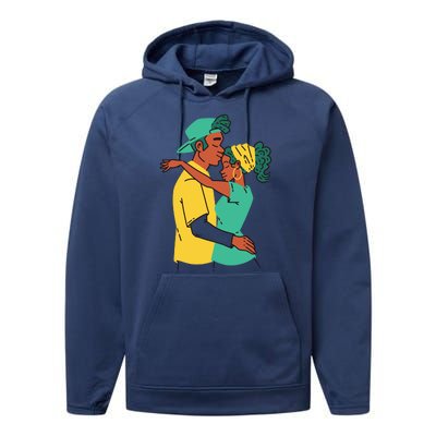 African American Couple Performance Fleece Hoodie