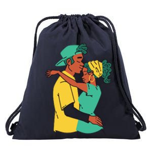 African American Couple Drawstring Bag