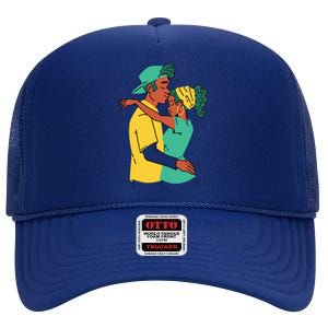 African American Couple High Crown Mesh Back Trucker Hat