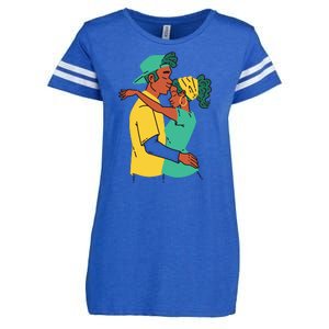 African American Couple Enza Ladies Jersey Football T-Shirt