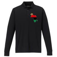 African American Pride Crown Performance Long Sleeve Polo