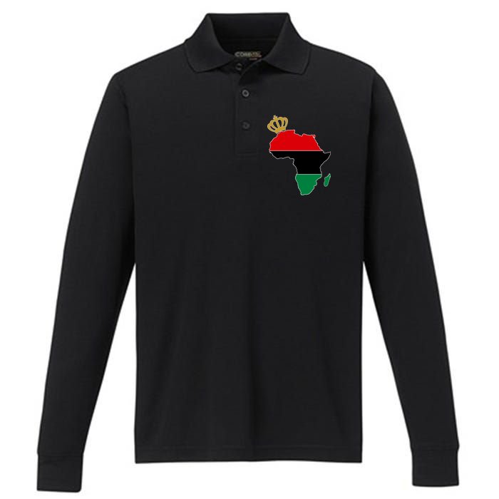 African American Pride Crown Performance Long Sleeve Polo