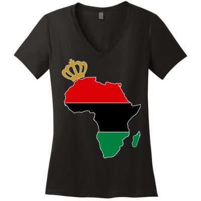 African American Pride Crown Women's V-Neck T-Shirt