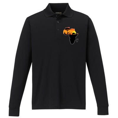 African Animals Performance Long Sleeve Polo