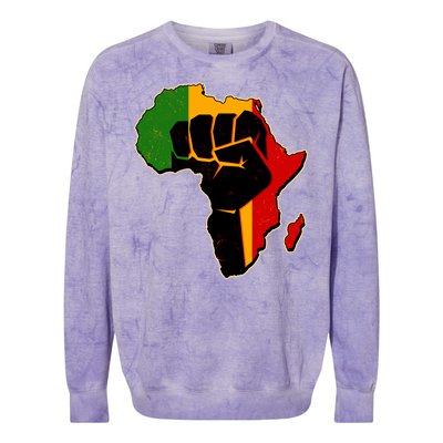 African Black Power Fist Colorblast Crewneck Sweatshirt