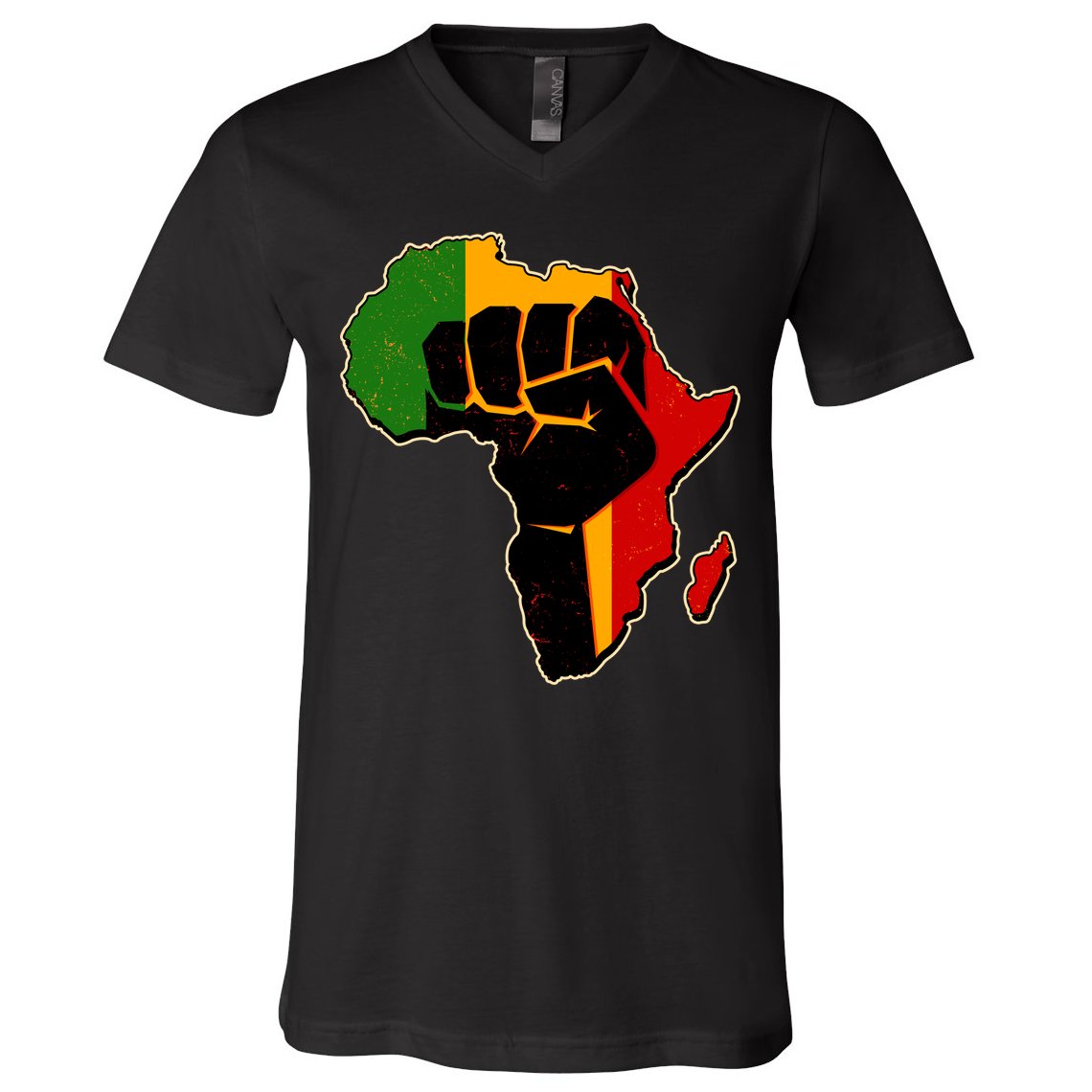 African Black Power Fist V-Neck T-Shirt