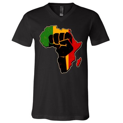 African Black Power Fist V-Neck T-Shirt