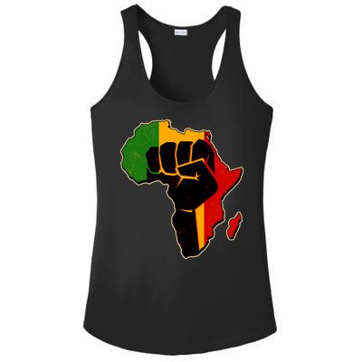 African Black Power Fist Ladies PosiCharge Competitor Racerback Tank