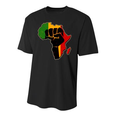 African Black Power Fist Youth Performance Sprint T-Shirt