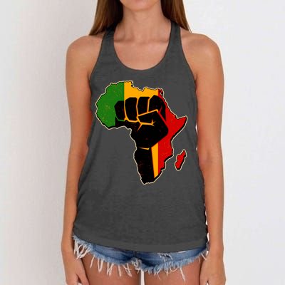 African Black Power Fist Women's Knotted Racerback Tank