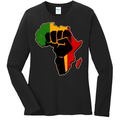 African Black Power Fist Ladies Long Sleeve Shirt