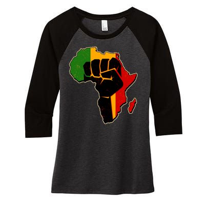 African Black Power Fist Women's Tri-Blend 3/4-Sleeve Raglan Shirt