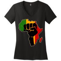 African Black Power Fist Women's V-Neck T-Shirt