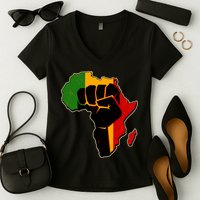 African Black Power Fist Women's V-Neck T-Shirt