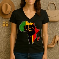 African Black Power Fist Women's V-Neck T-Shirt
