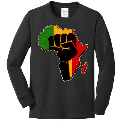 African Black Power Fist Kids Long Sleeve Shirt