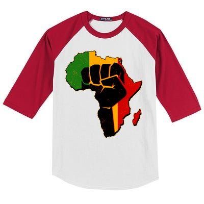 African Black Power Fist Kids Colorblock Raglan Jersey