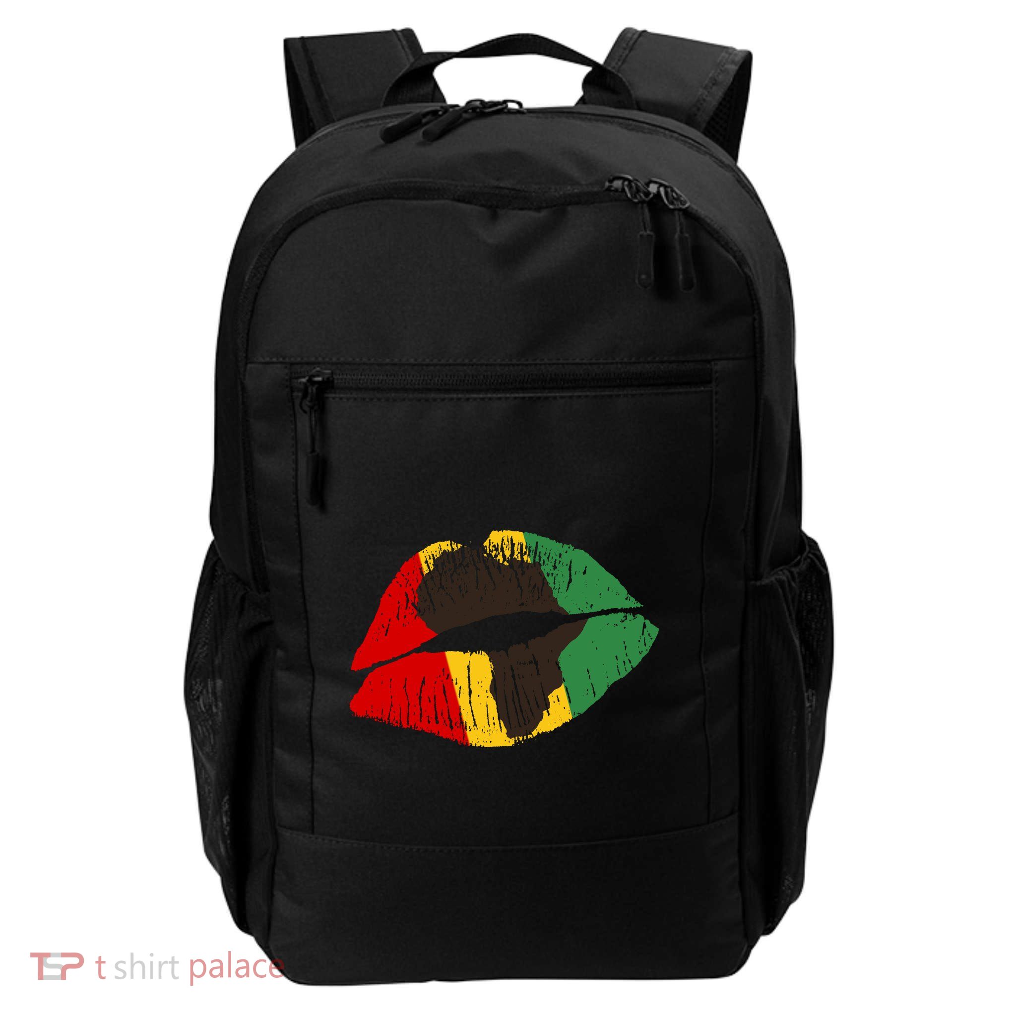 African Colors Lipstick Print Daily Commute Backpack